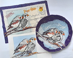 Zebra Finch: Postcard, Sketch, Bowl